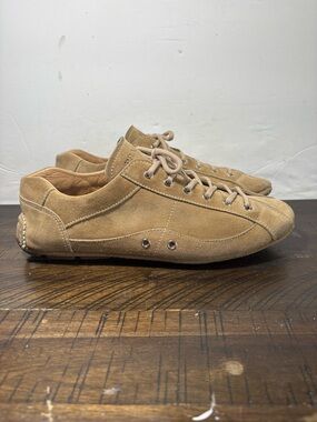 Prada Men's Suede Lace-Up shoes in camel
